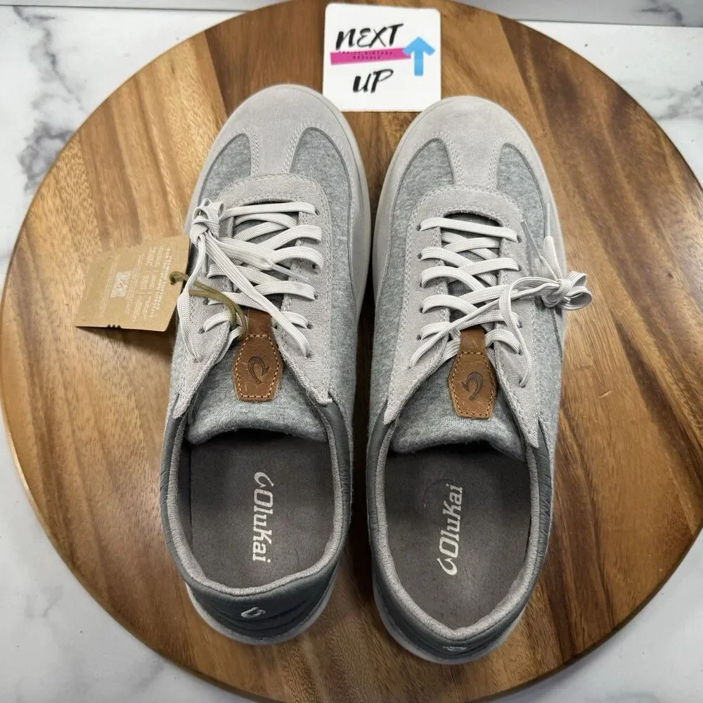 Mens size 11.5-OluKai Puliki Grey/Charcoal Lace Up Casual Sneakers Shoes